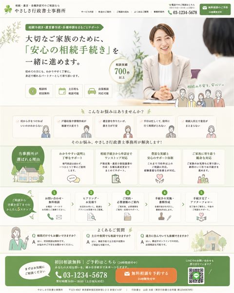 行政書士のLP制作サンプル｜相続手続きのやさしい案内