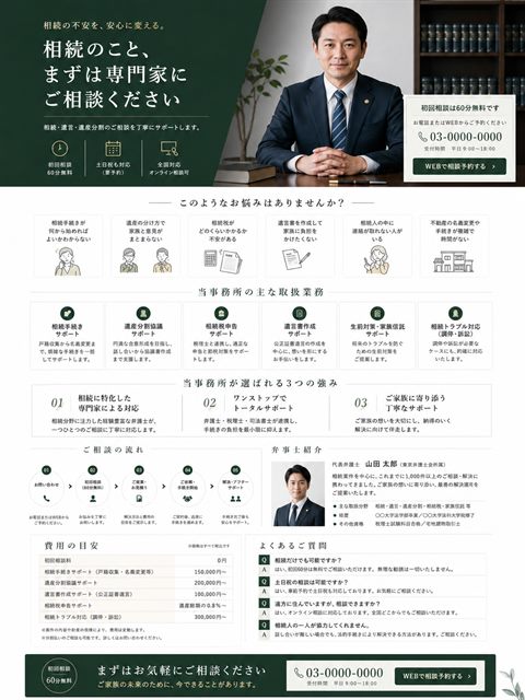 法律事務所のLP制作サンプル｜相続相談の信頼構築型
