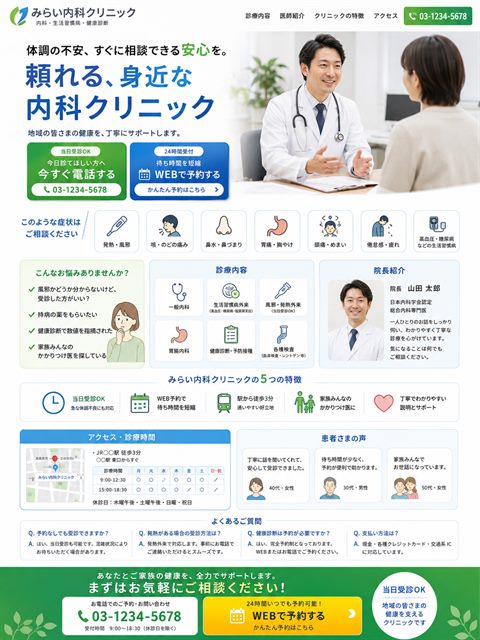 内科クリニックのLP制作サンプル