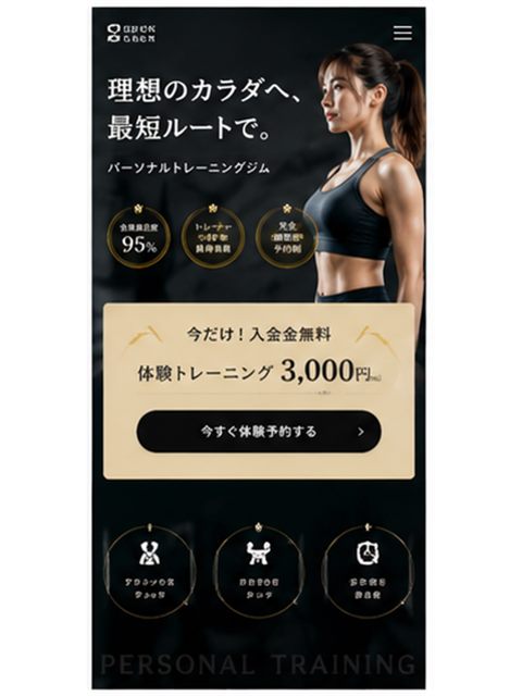 パーソナルジムのLP制作サンプル｜体験予約に絞った訴求型