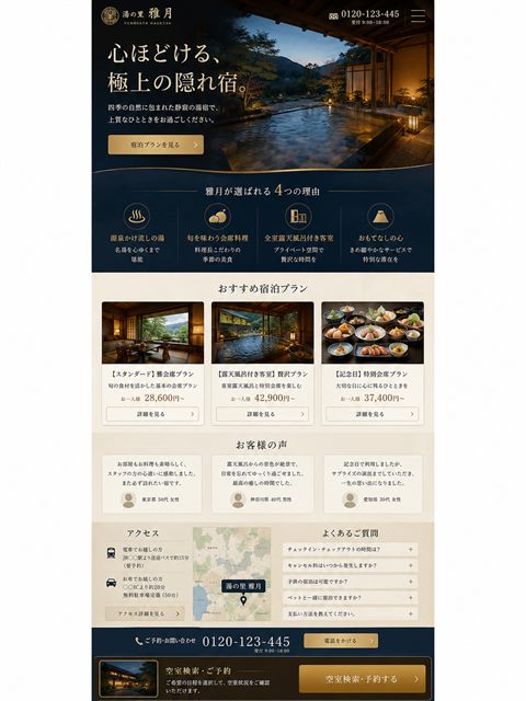 旅館・温泉宿のLP制作サンプル