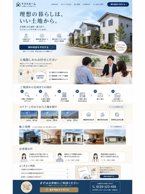 土地探し・分譲のLP制作サンプル｜土地探しから伴走型